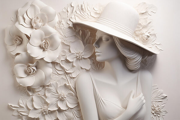 Statue of a woman wearing a hat