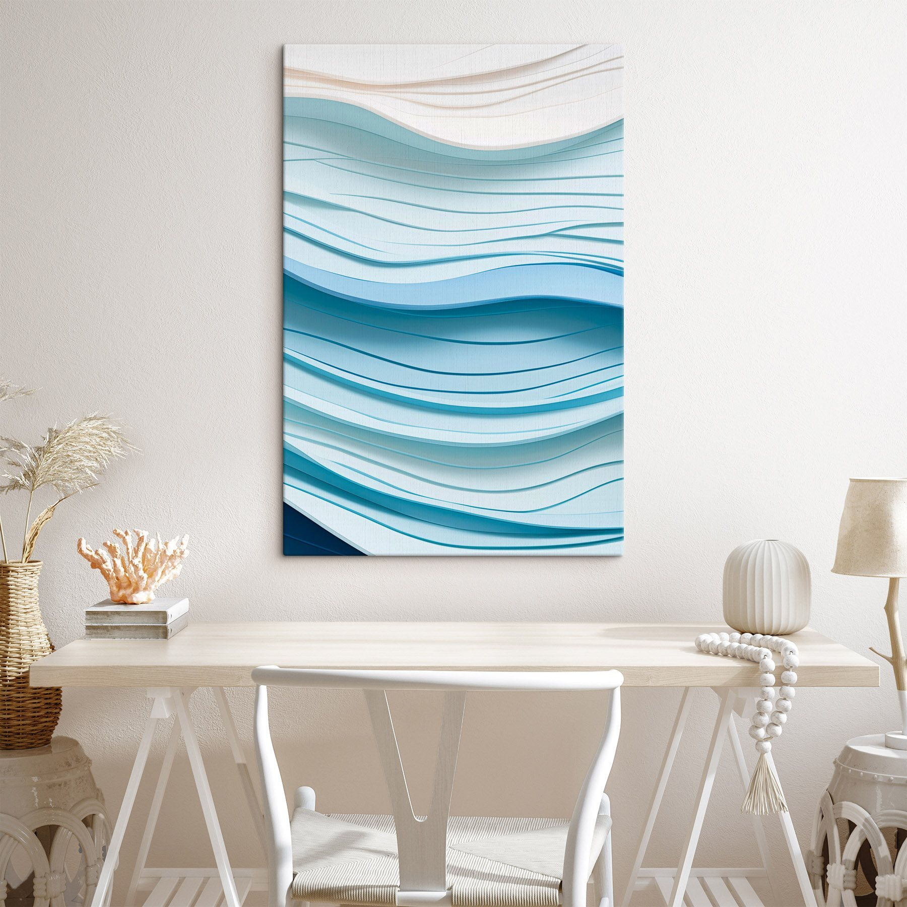 Blue and white wavy lines