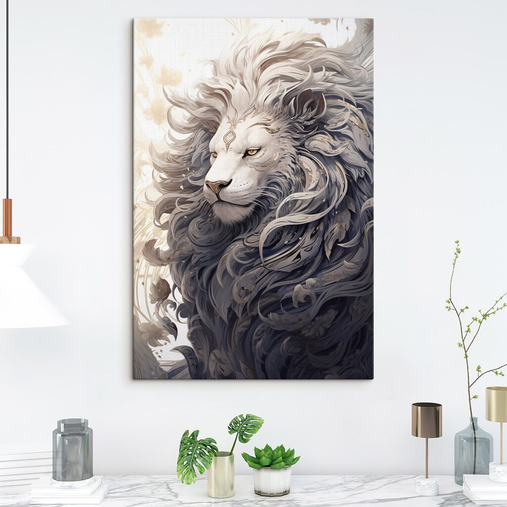 Lion with a decorative mane Lion with a decorative mane