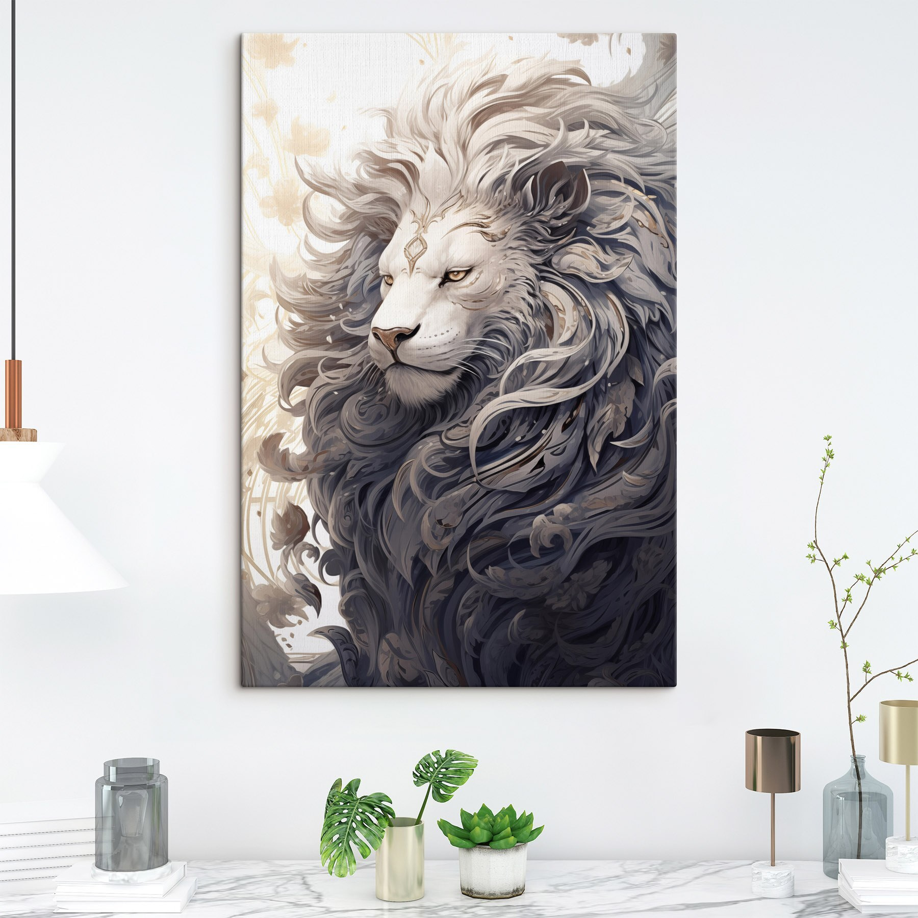 Lion with a decorative mane Lion with a decorative mane
