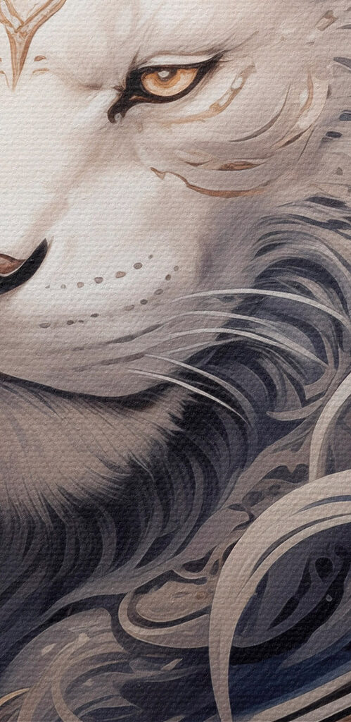 Lion with a decorative mane Lion with a decorative mane