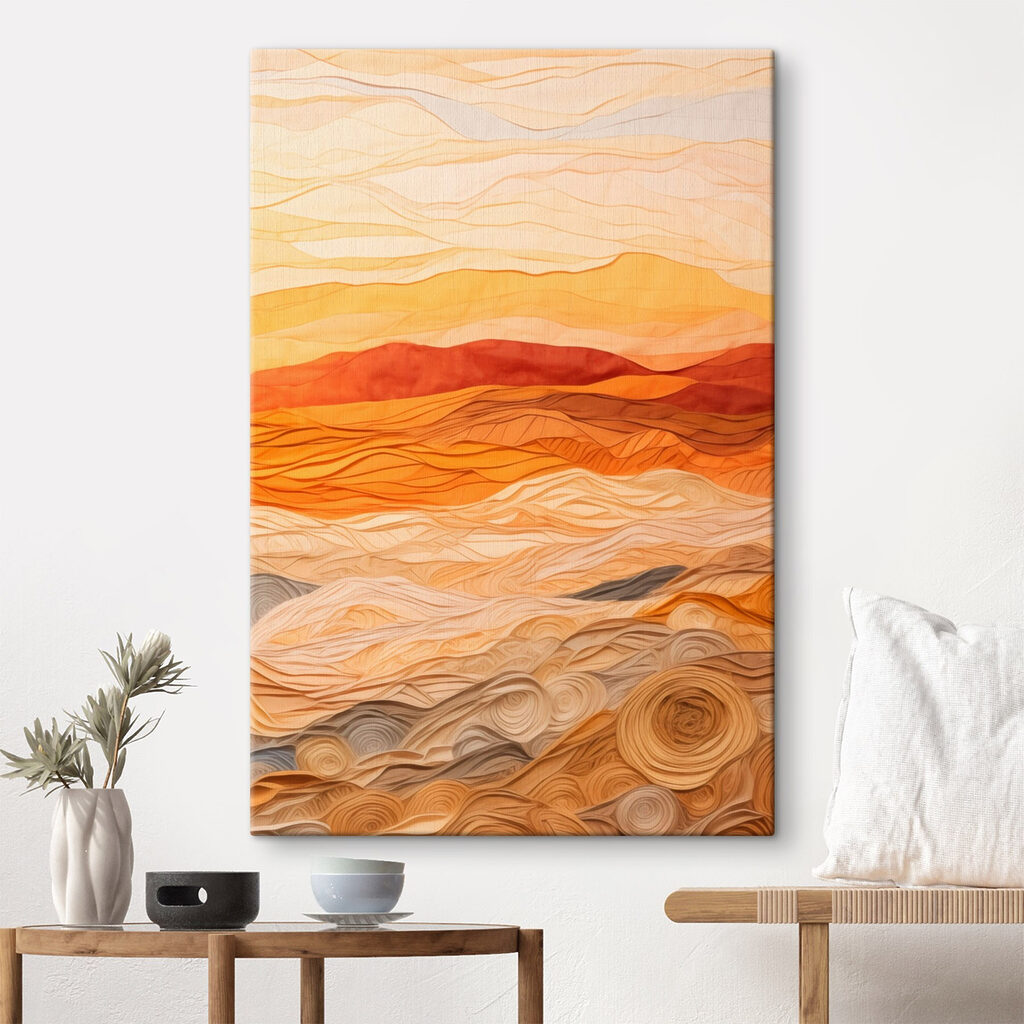 Art piece of fabric with wavy lines