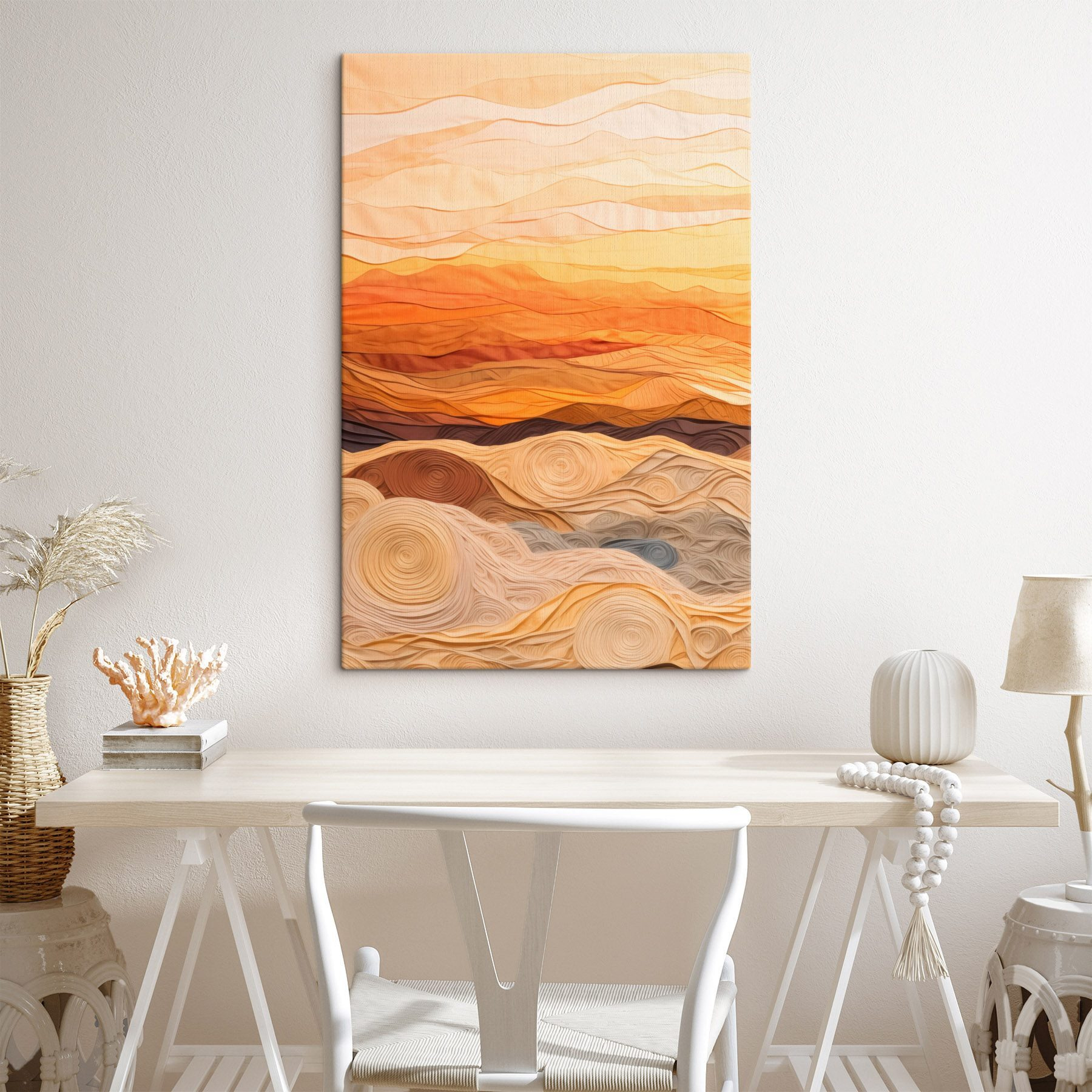 Art piece of fabric with wavy lines Art piece of fabric with wavy lines