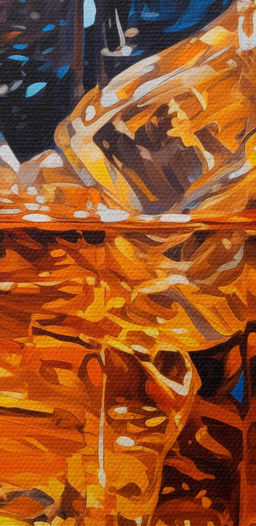 Glass of amber liquid with ice cubes