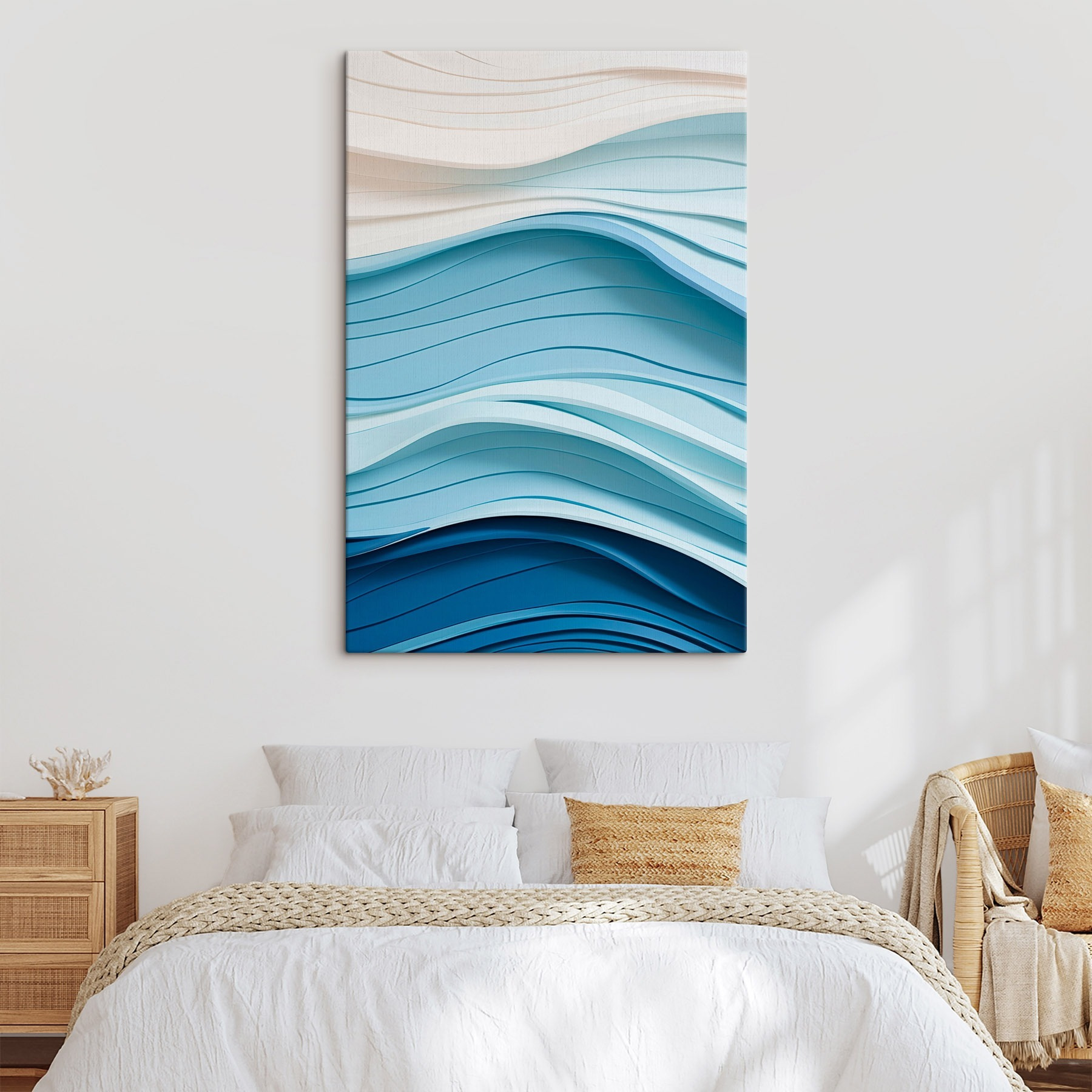 Blue and white wavy lines