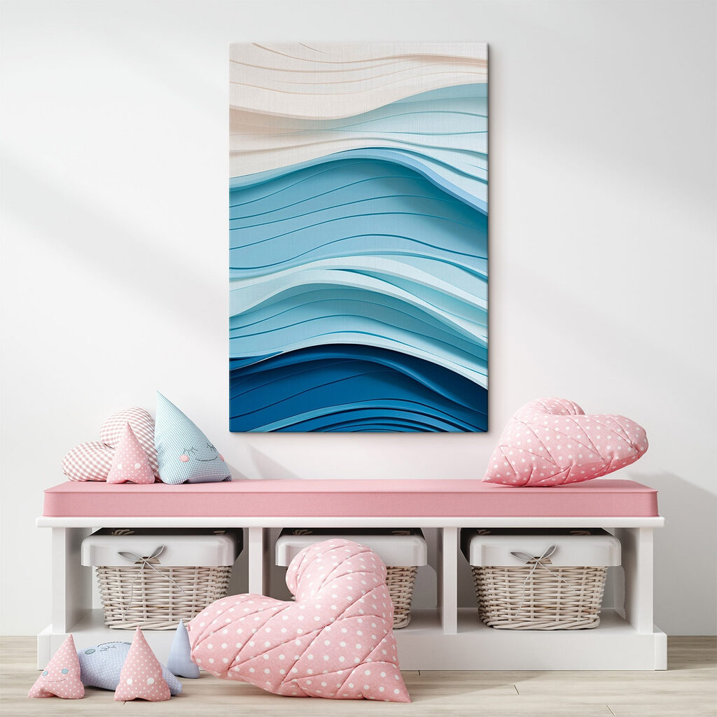 Blue and white wavy lines