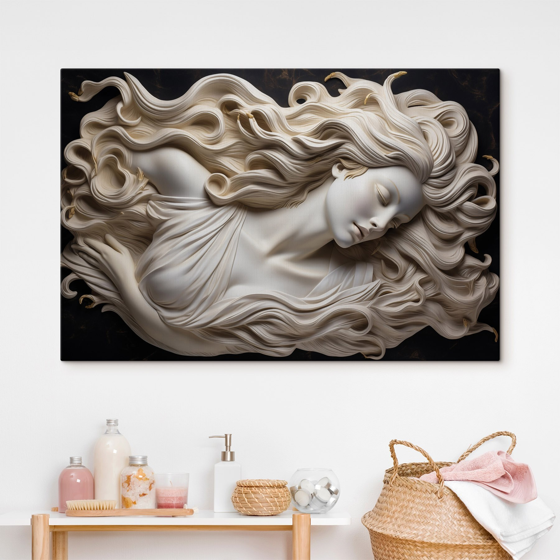 Statue of a woman with long hair Statue of a woman with long hair