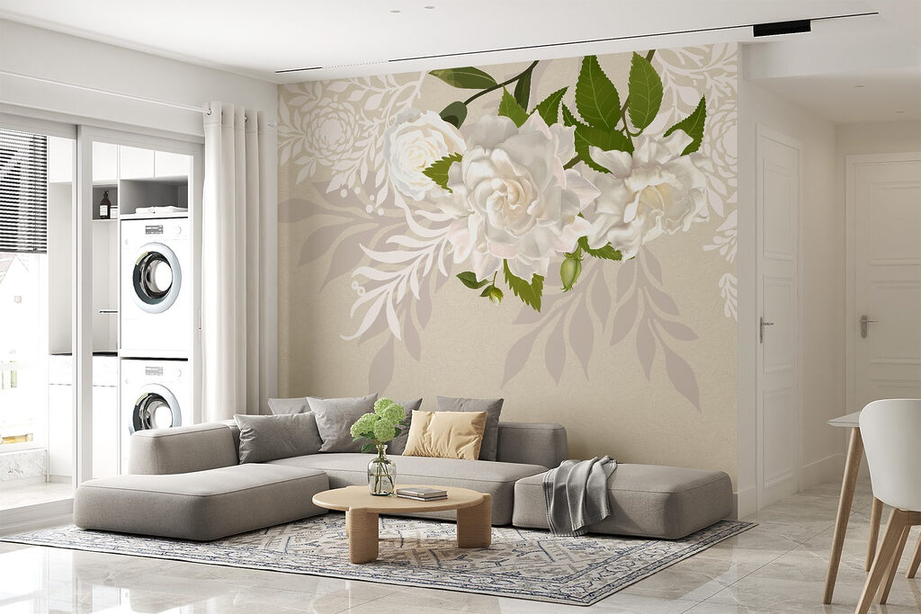 White flowers with green leaves