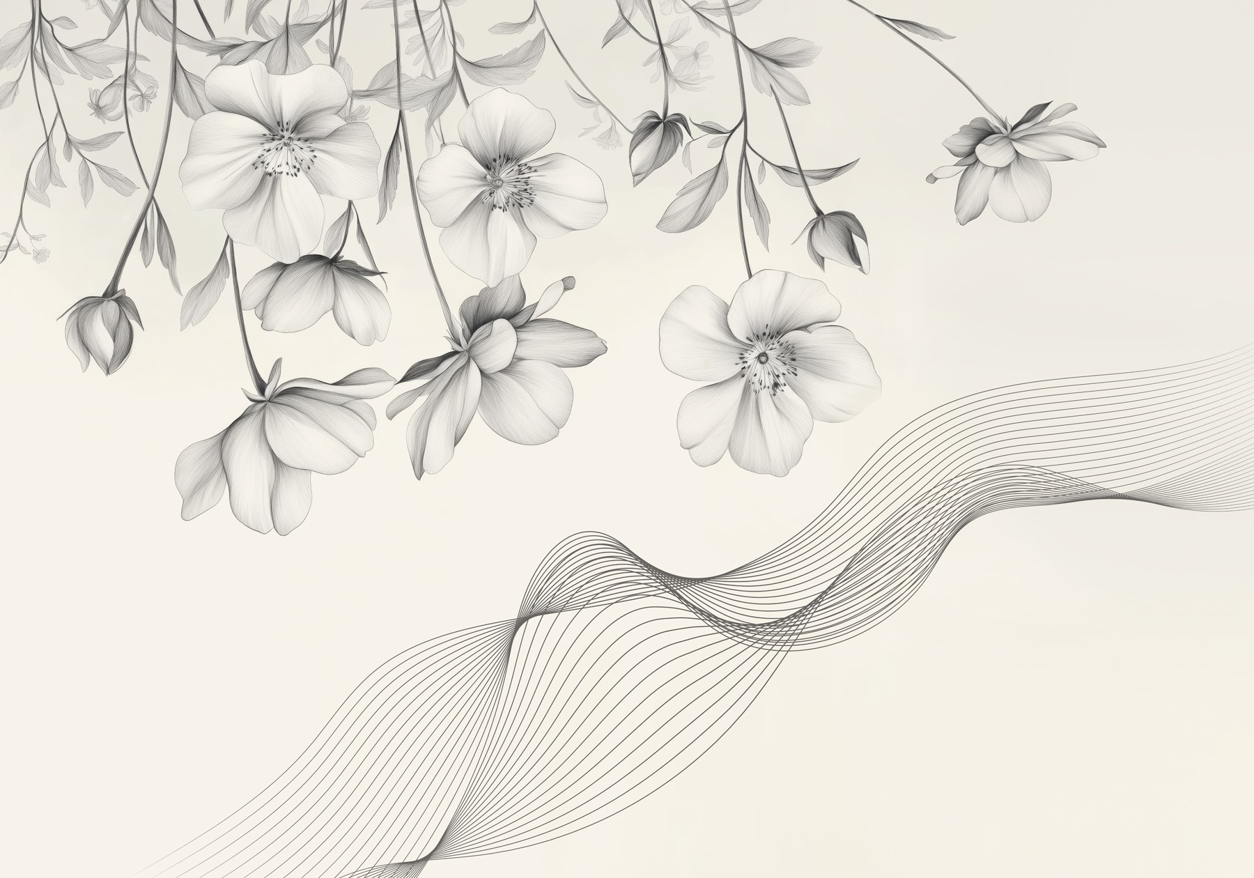 Delicate blooms with flowing lines Delicate blooms with flowing lines