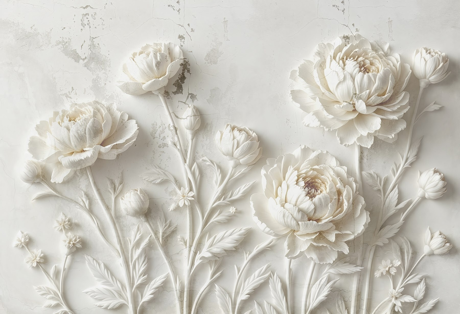 White flower carving on a wall