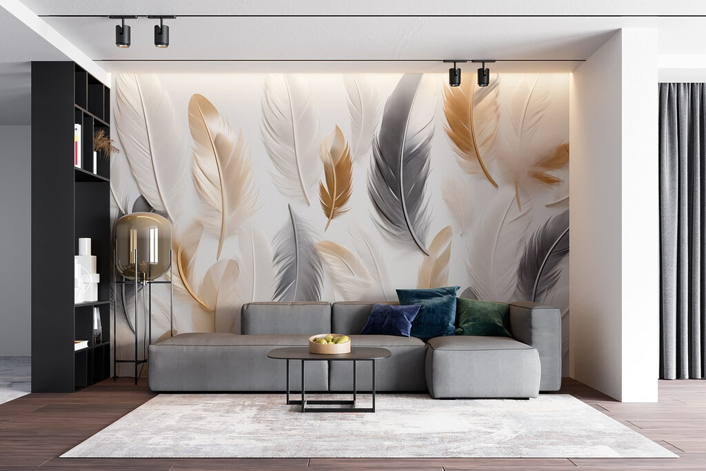 Group of feathers on a white surface