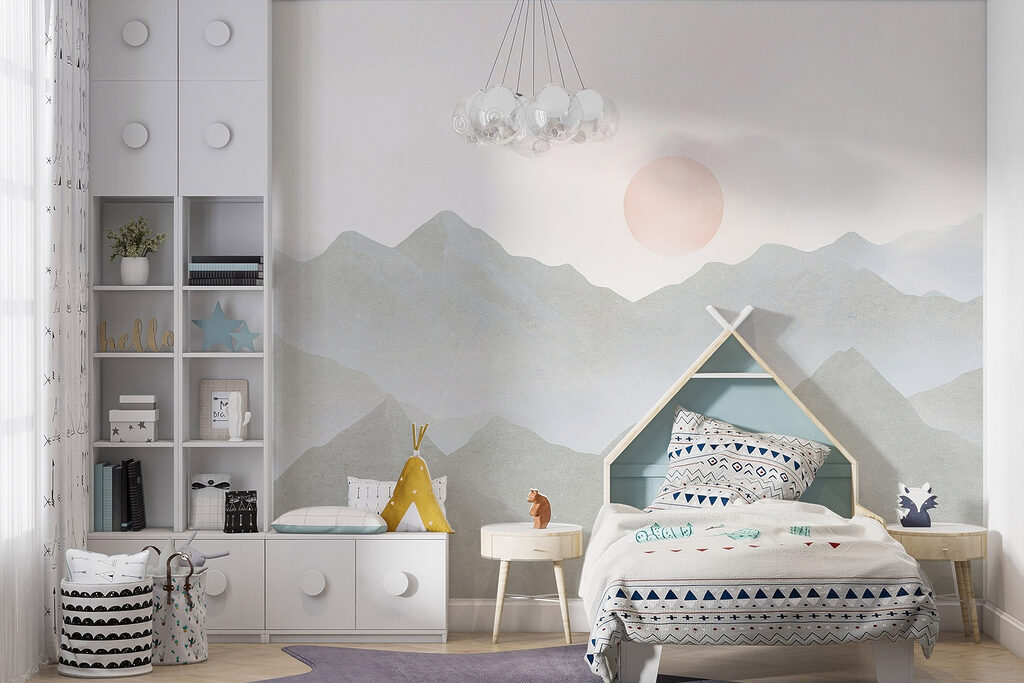 Mountain range with the sun in the distance Mountain range with the sun in the distance