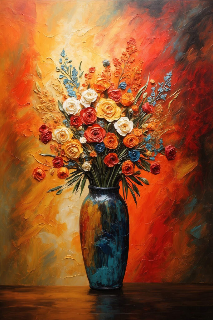 Painting of flowers in a vase