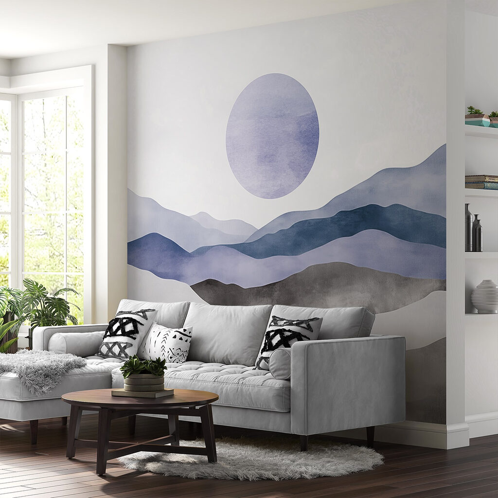 Landscape with mountains and a sun