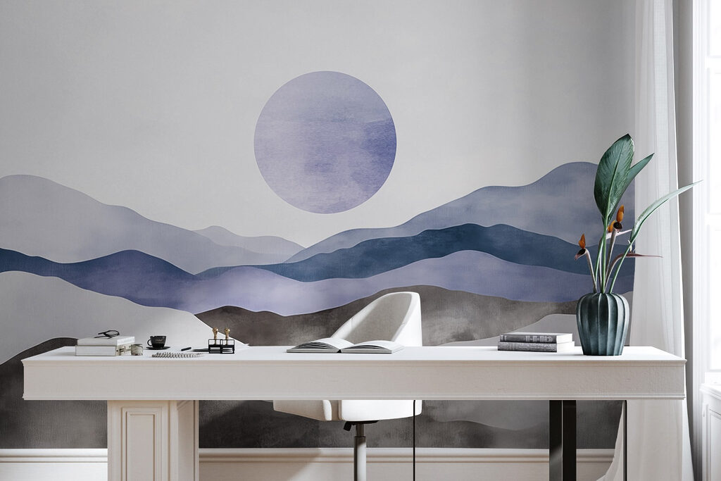 Landscape with mountains and a sun