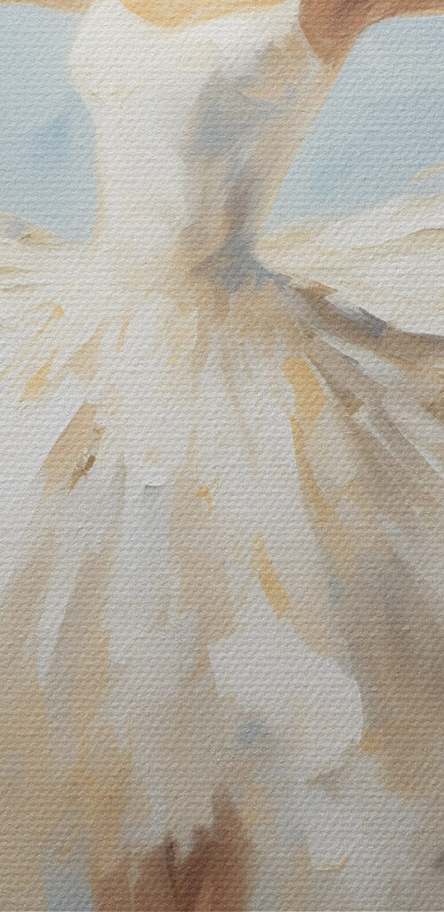 Painting of a woman in a white dress