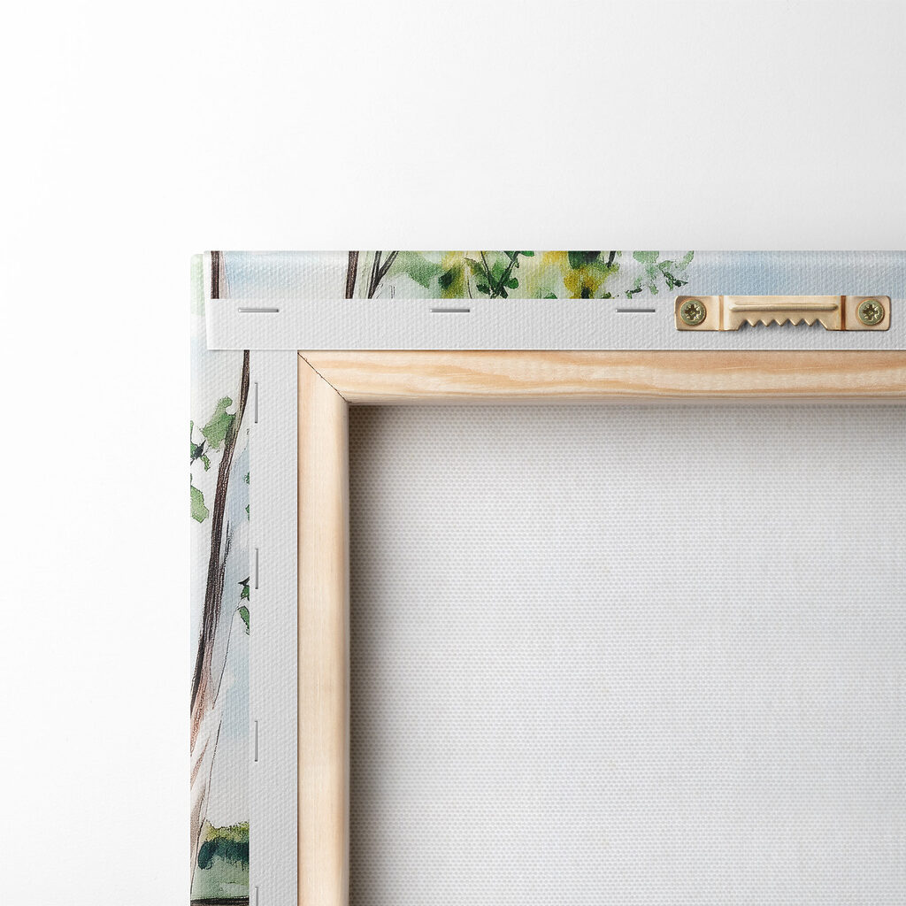 Watercolor of a lake with trees and grass Watercolor of a lake with trees and grass