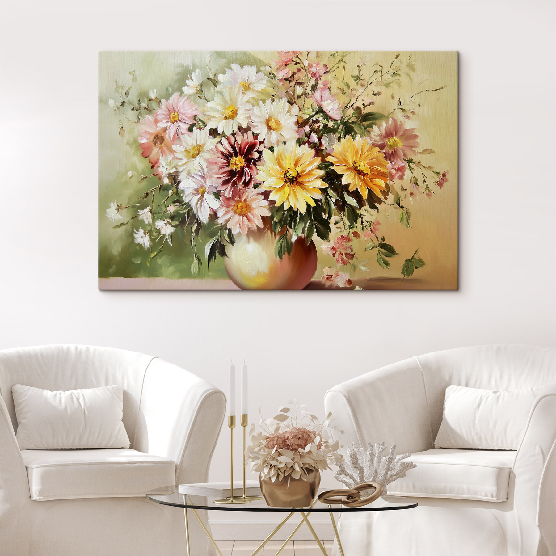 Painting of flowers in a vase