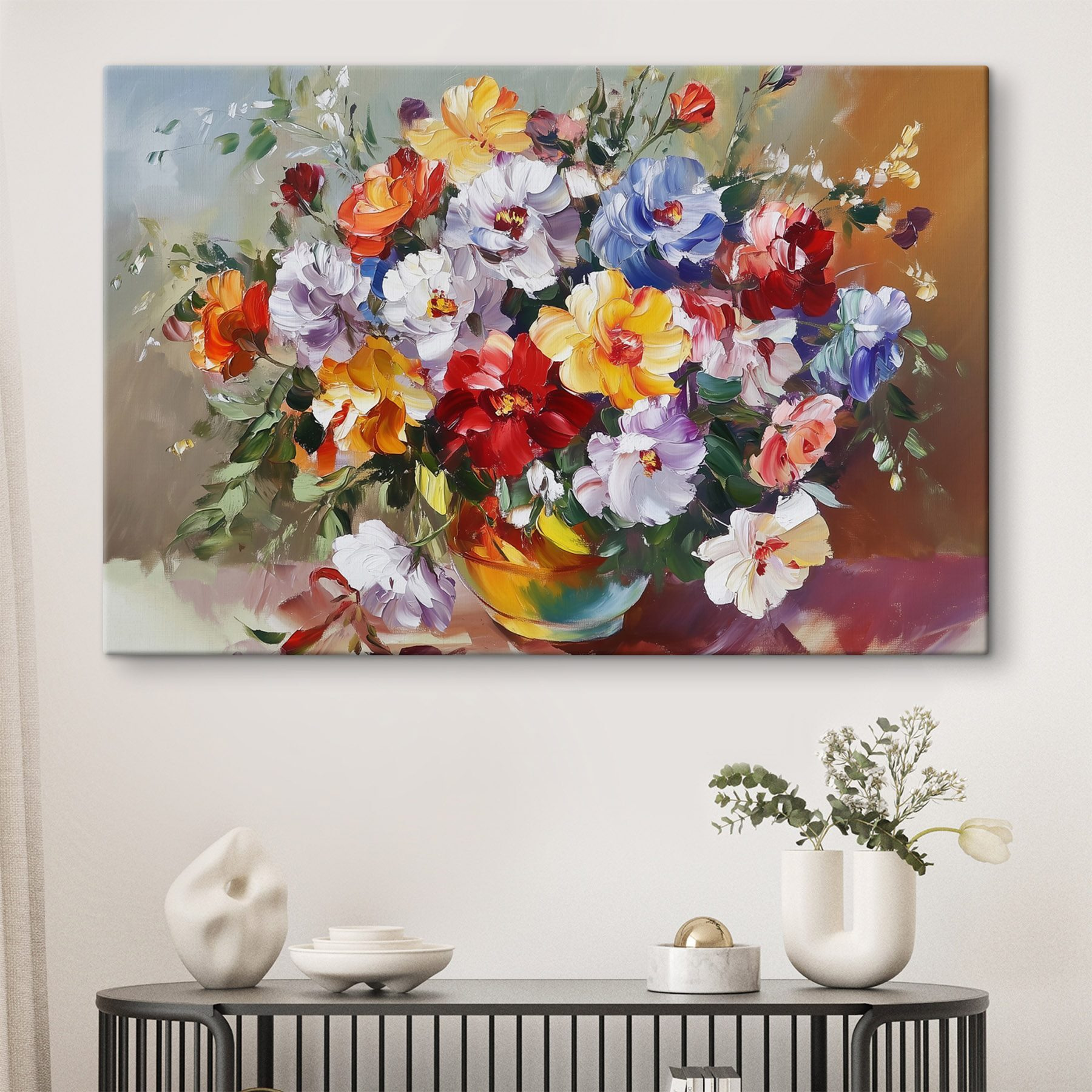 Painting of flowers in a vase
