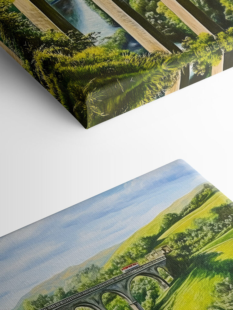 Train on a bridge over a river