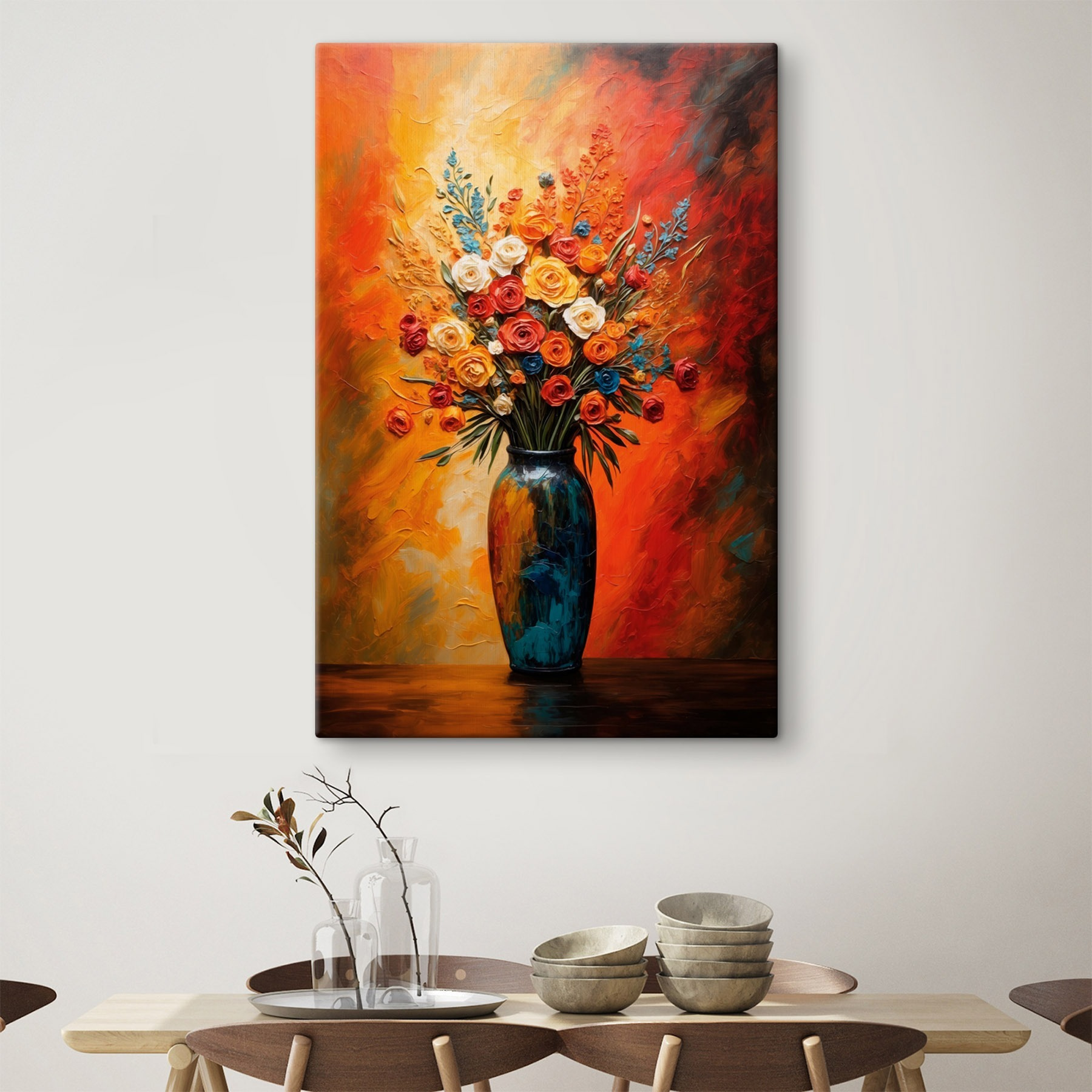 Painting of flowers in a vase