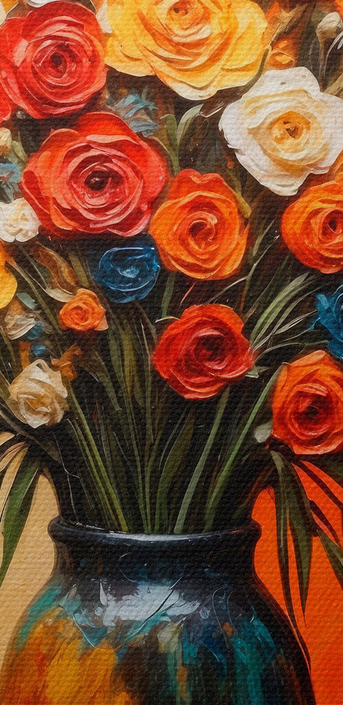 Painting of flowers in a vase