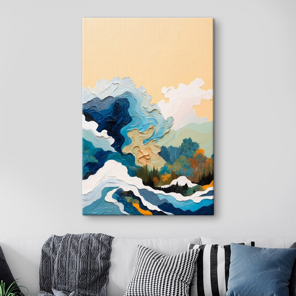 Painting of trees and clouds