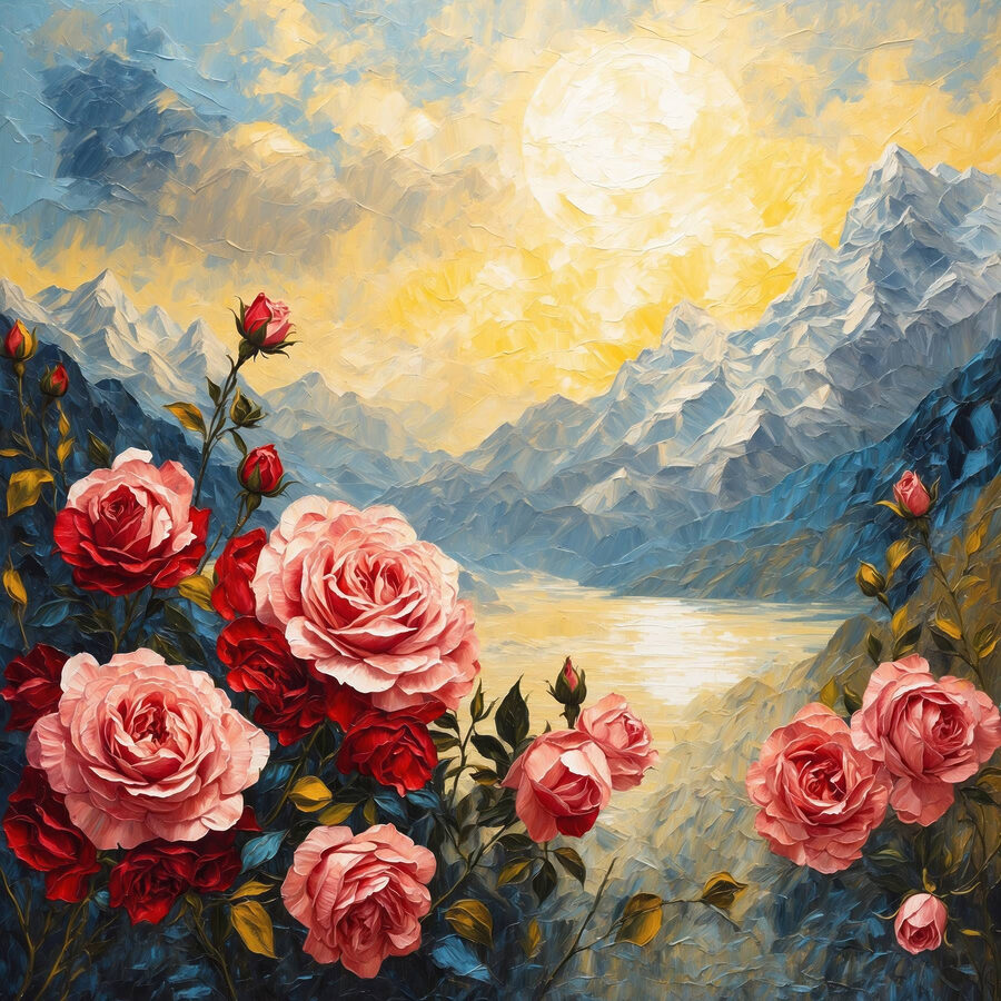 Obraz Maľba kvetov a hôr - Image 8
