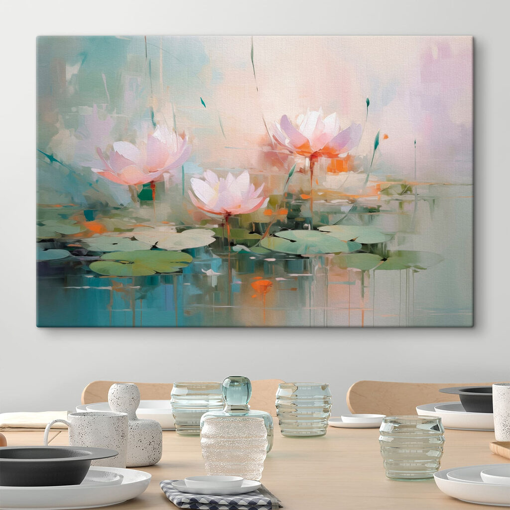 Painting of flowers on water