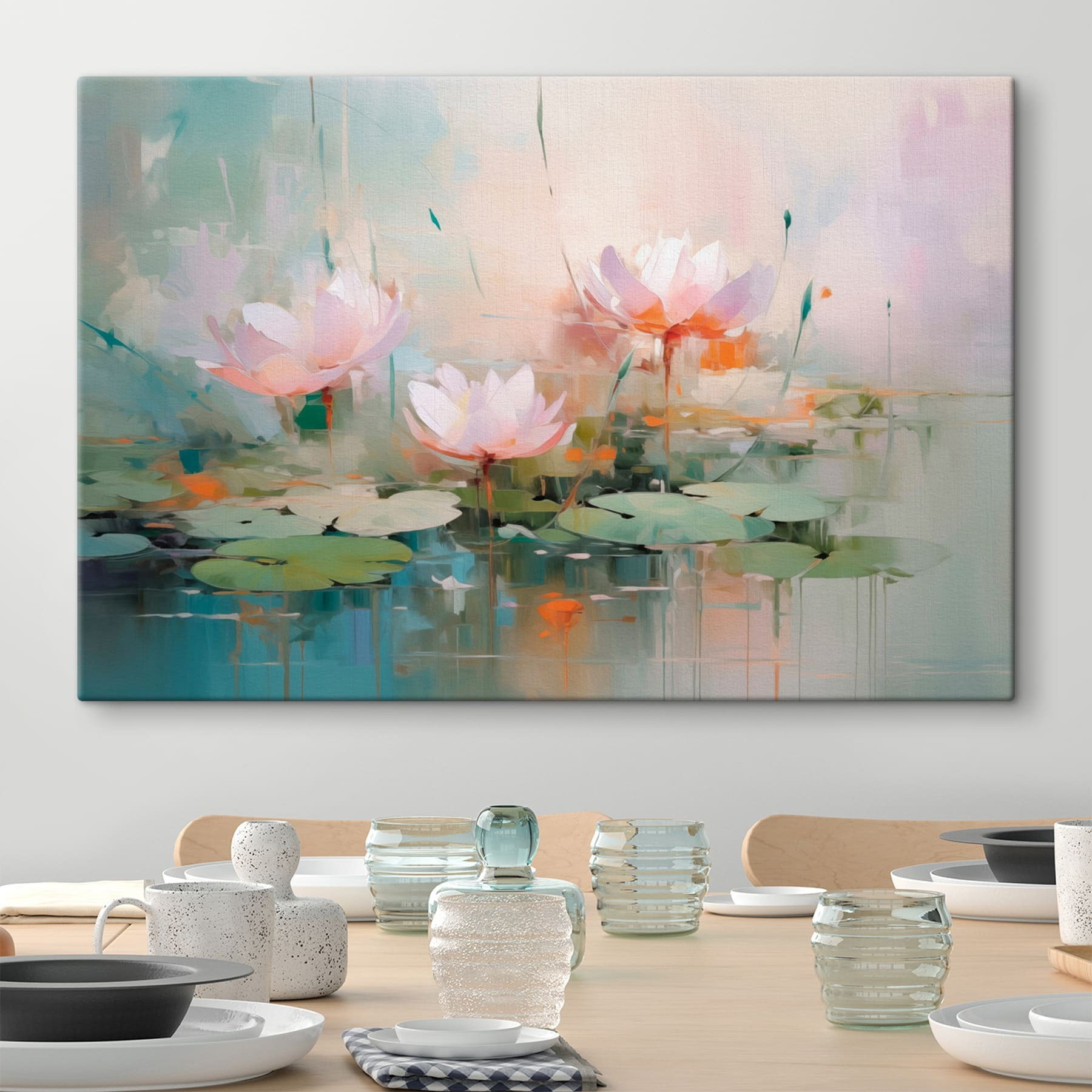 Painting of flowers on water