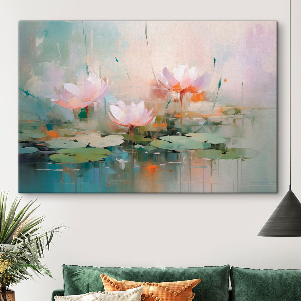 Painting of flowers on water