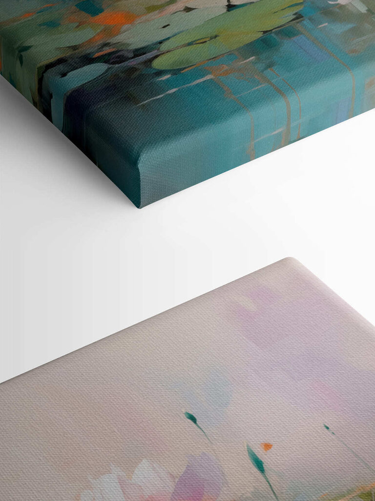 Painting of flowers on water