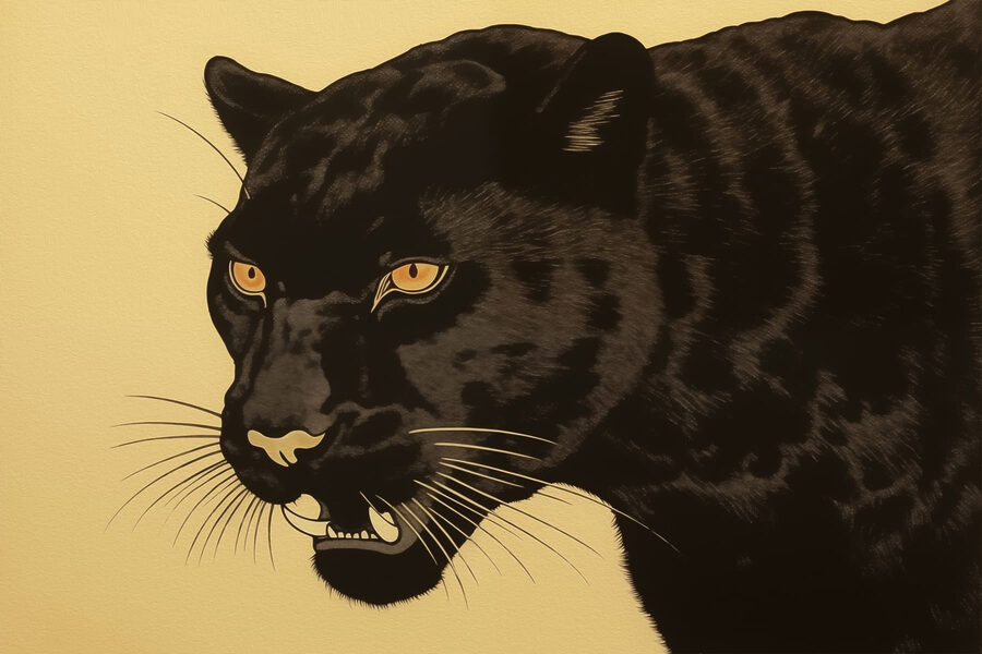 Čierny panter so žltými očami Čierny panter so žltými očami