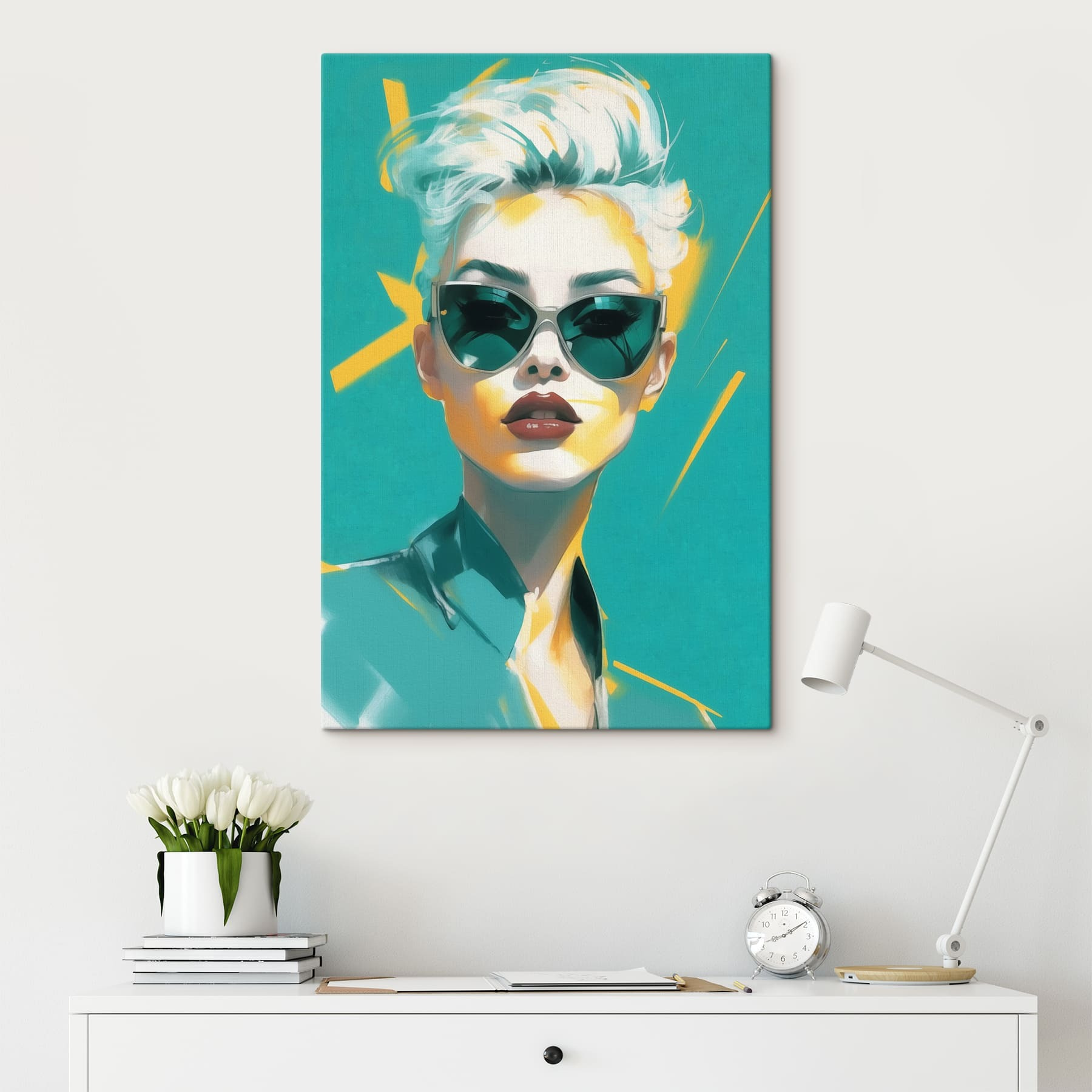 Woman wearing sunglasses and a green shirt