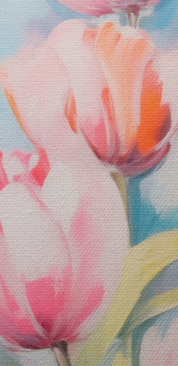 Maľovanie ružových a bielych tulipánov Maľovanie ružových a bielych tulipánov