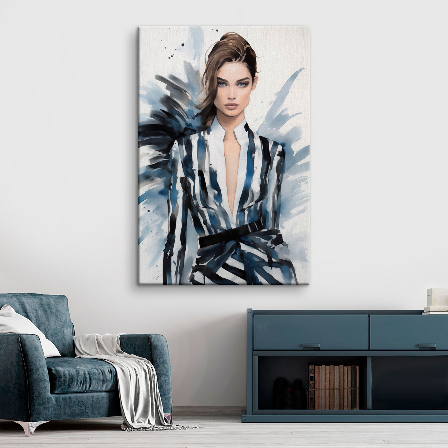 Woman in a striped jacket Woman in a striped jacket