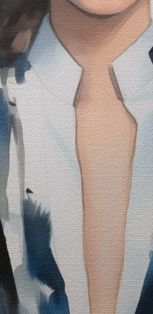 Woman in a striped jacket Woman in a striped jacket