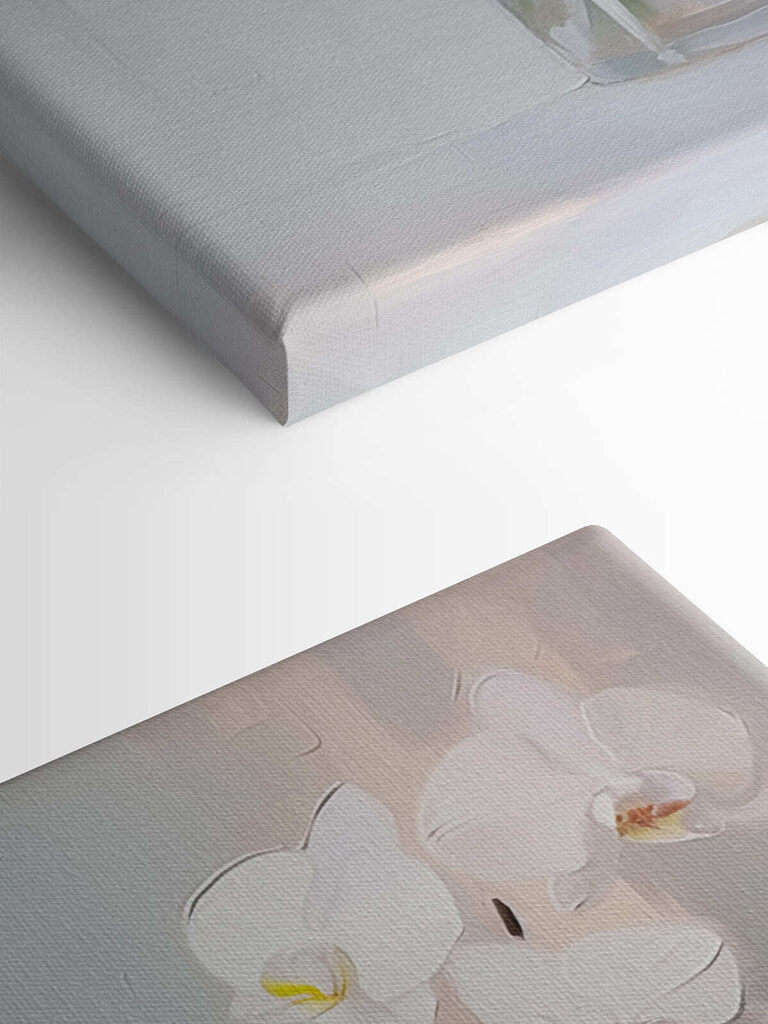 Painting of a white orchid in a glass vase Painting of a white orchid in a glass vase