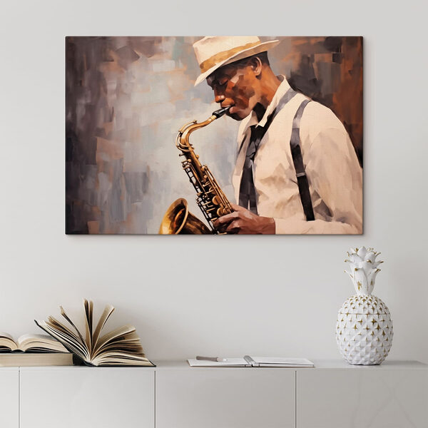 Muž hrajúci na saxofón Muž hrajúci na saxofón