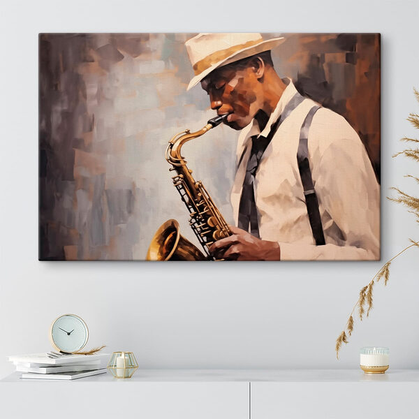 Muž hrajúci na saxofón Muž hrajúci na saxofón