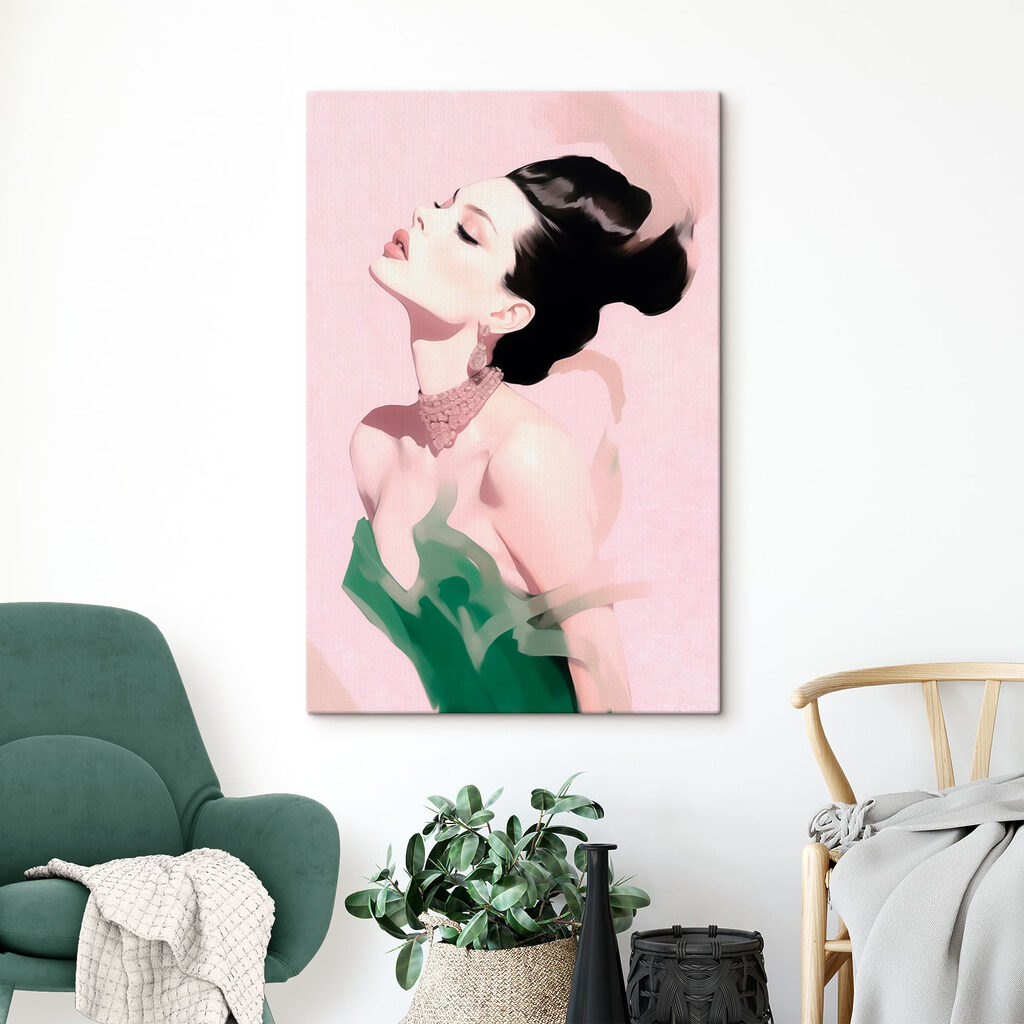 Woman with a high hair updo