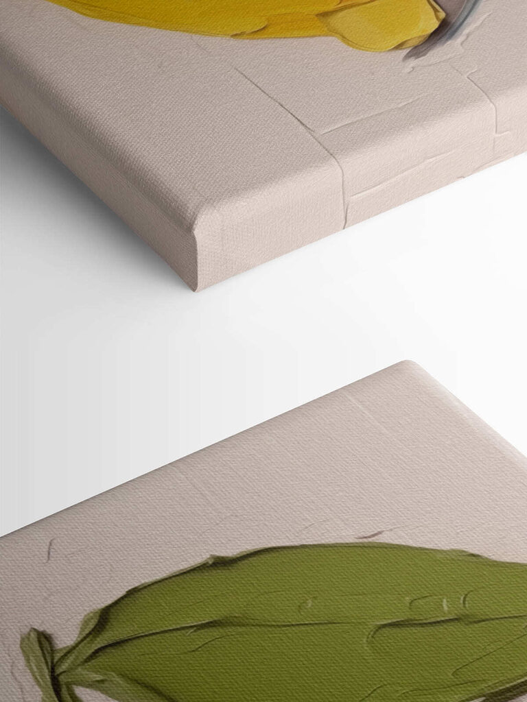 Lemon with leaves painted on it