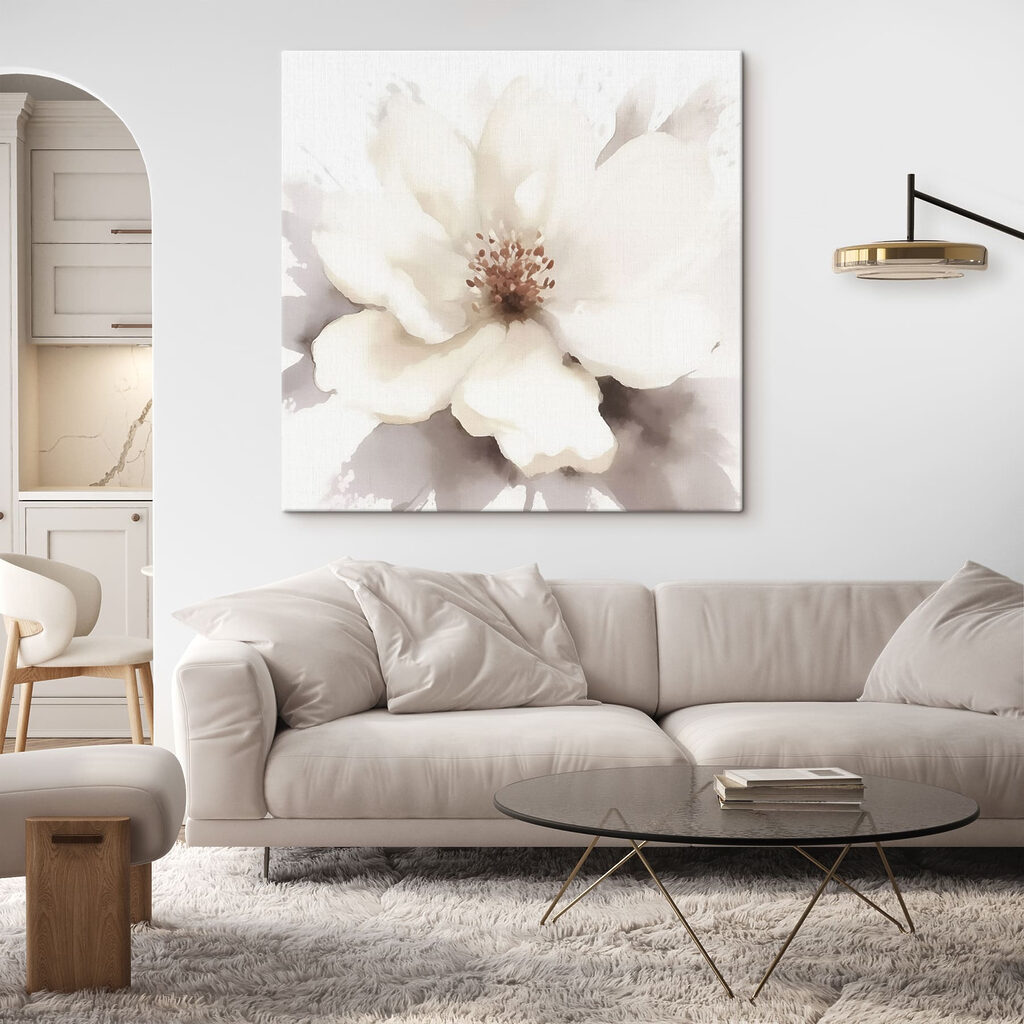 White flower with brown center