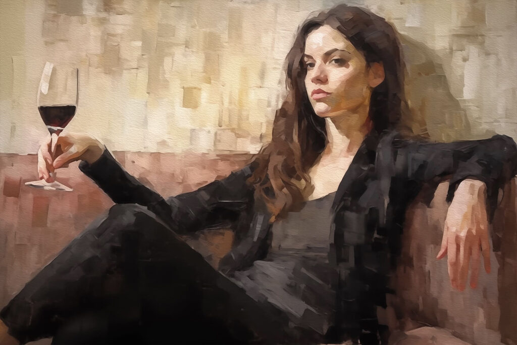 Woman sitting on a couch