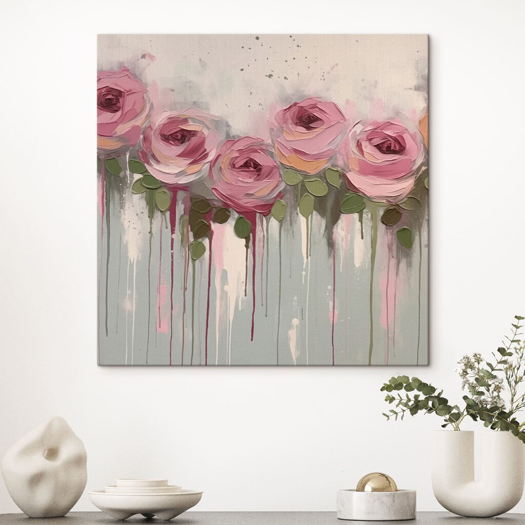 Painting of pink roses Painting of pink roses