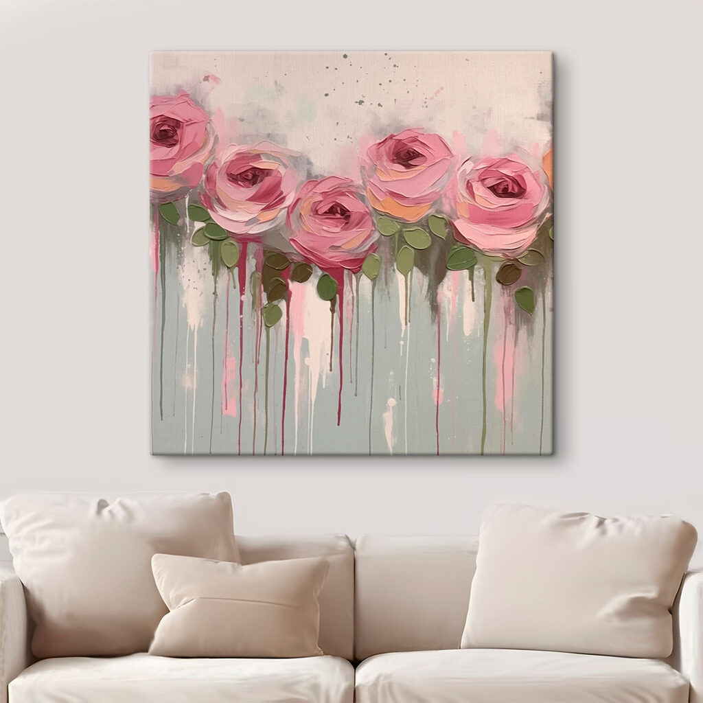 Painting of pink roses Painting of pink roses