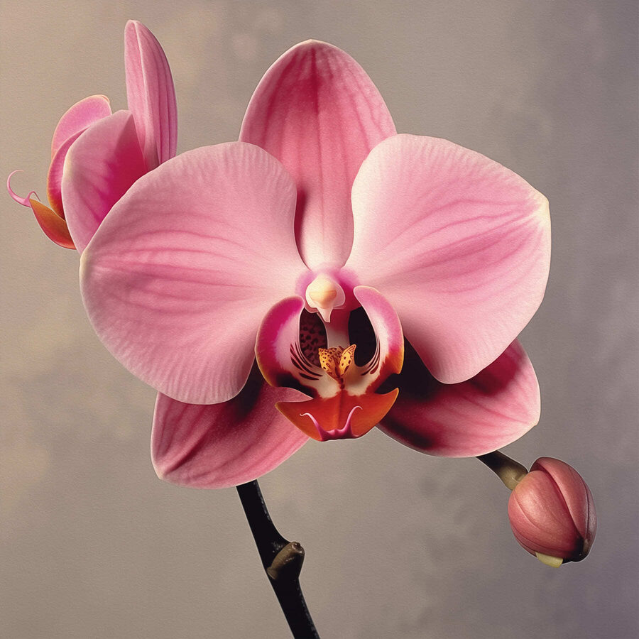 Jemná ružová orchidea v plnom kvete