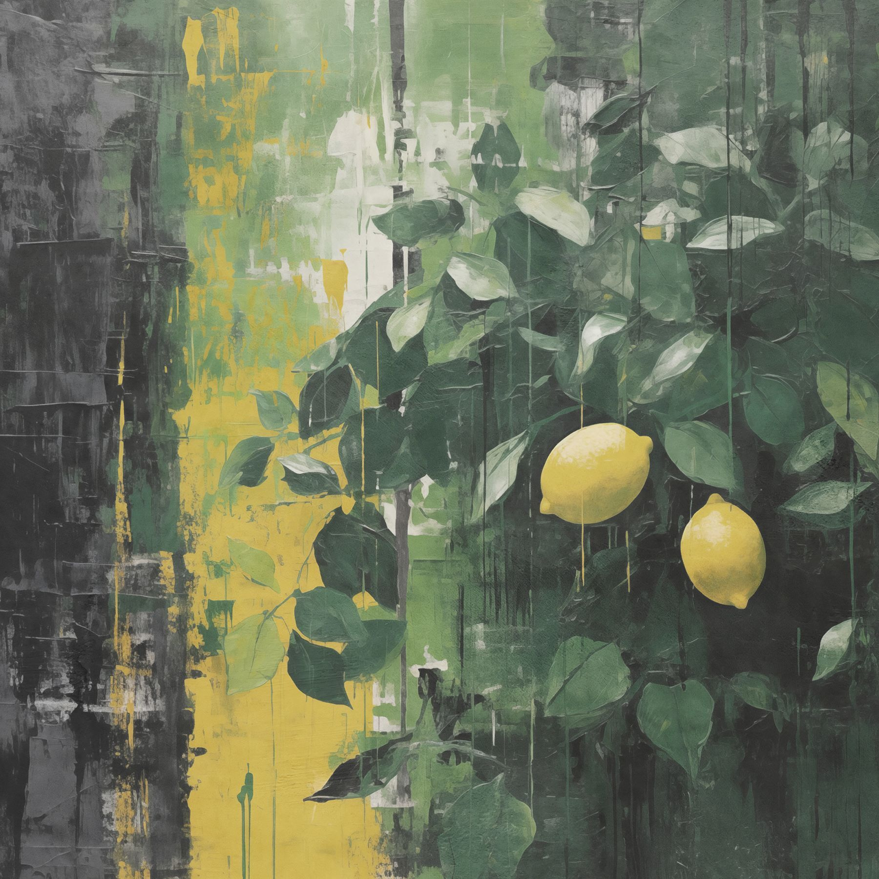 Painting of lemons from a tree Painting of lemons from a tree