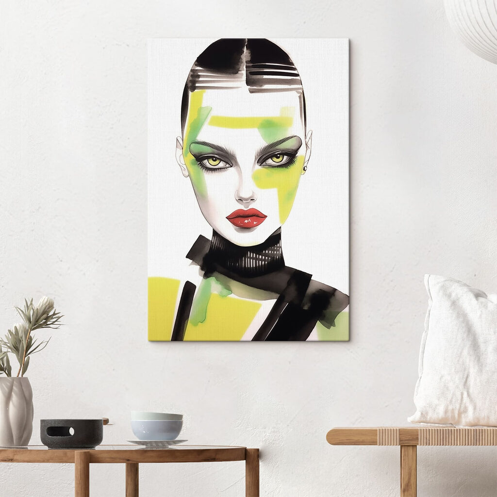 Woman with green and yellow makeup Woman with green and yellow makeup