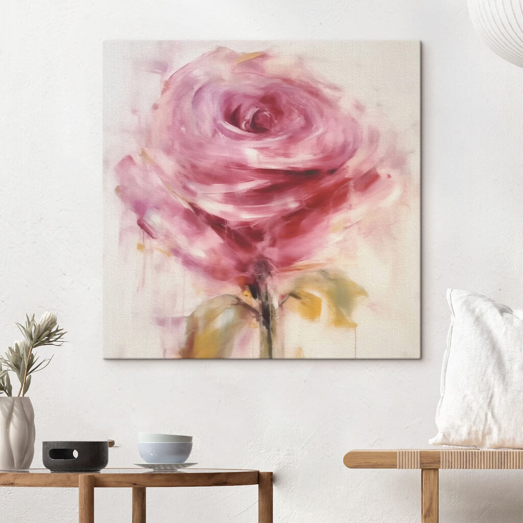 Painting of a pink rose